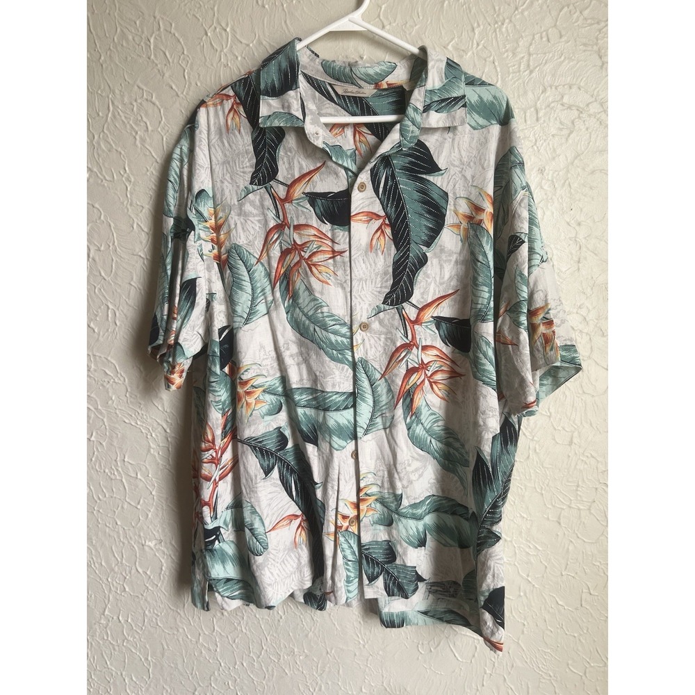 Paradise Collection 100% Silk Men's XXL Button Down Shirt Tropical Beachy Cruise